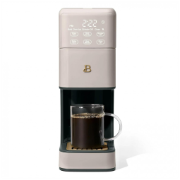 Cafeteira elétrica Beautiful Perfect Grind bege single serve moedor cônico integrado reservatório 1,9L 6 tamanhos de xícara 110V