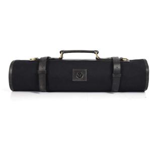 AARON LEATHER GOODS VENDIMIA ESTILO Estojo, Bolsa Portátil para Facas com 10 Slots, Facas não Incluídas, Preto