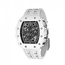 Relógio Masculino Analógico Quartzo a Prova dÁgua 50M com Cronógrafo, TSAR BOMBA TB 8204SGLZHX, Branco