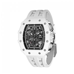 Relógio Masculino Analógico Quartzo a Prova dÁgua 50M com Cronógrafo, TSAR BOMBA TB 8204SGLZHX, Branco