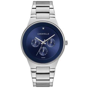 Relógio masculino moderno multifuncional, tom de diamante de aço inoxidável, mostrador, CARAVELLE 43D107