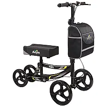 Aojin Andador 4 Rodas com Apoio para Joelho e Freio Duplo Traseiro Ideal para Lesões Suporta 136kg, Azul