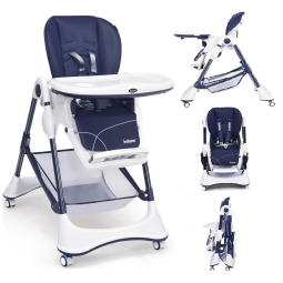 Cadeira de Alimentação Cadeirão com 4 Rodas e Cesta de zenamento, INFANS, Azul