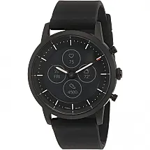 Relógio Smartwatch 42mm com Tela Sensível ao Toque em Aço Inoxidável e Pulseira de Couro com Frequência Cardíaca, FOSSIL, Preto