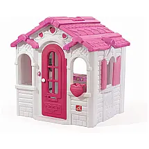 Casinha Infantil para Área Externa com Campainha Eletrônica, Claraboia, Vaso de Flores em Formato de Coração, Porta e Persianas Funcionais