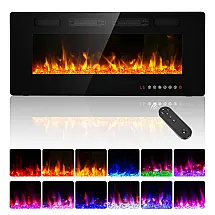Lareira Elétrica BREEZEHEAT 107x46cm 1500W Chamas LED 12 Cores Embutir 110V