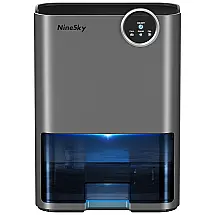 Desumidificador para Casa 2,5L com Desligamento Automático, Luz LED e Área 74m2, NineSky, Cinza Escuro