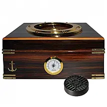 Humidor de Mesa Humidor Supreme Gangway 50 Charutos Divisória de Cedro Espanhol Higrômetro de Vidro e Escotilha