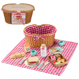 Cesta de Piquenique Fisher-Price 31 Peças de Madeira para Roleplay Pré-Escolar 3+ Anos