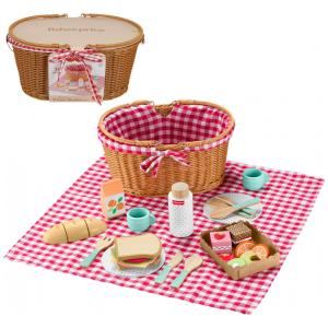 Cesta de Piquenique Fisher-Price 31 Peças de Madeira para Roleplay Pré-Escolar 3+ Anos