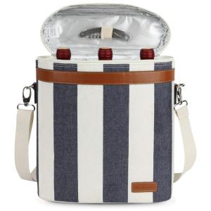 Zormy Bolsa Térmica Para Transporte de Vinhos até 2 Garrafas, Azul e Branca