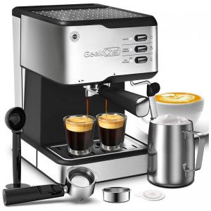 Máquina de Café Expresso Geek Chef 20 Bar Tanque de 1,8 Litros com Vaporizador de Leite 110V Prata