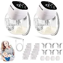 Bomba Tira Leite Elétrica Portátil 3 Modos e 9 Níveis de Sucção e Tela LCD, SOPEWOD, Branco