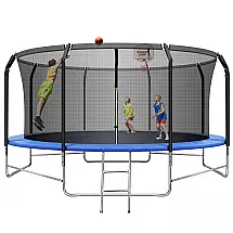 Cama Elastica Capacidade até 350 kg com Cesta de Basquete, JINSVICO, Azul