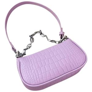 AOUTLE Bolsa Feminina de Ombro Retro, Couro Sintético, Lilás