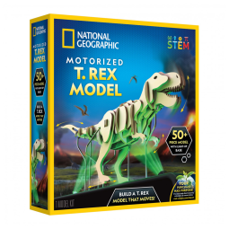 Quebra-Cabeça 3D Dinossauro T. Rex Motorizado Multicolor, Brinquedo Educativo STEM, Presente Criativo, National Geographic