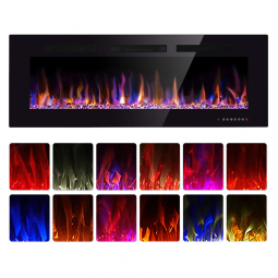 Lareira Elétrica de Embutir A45x127L com Temporizador, Chamas Multicoloridas e Tela Sensível ao Toque, Xbeauty, Preta