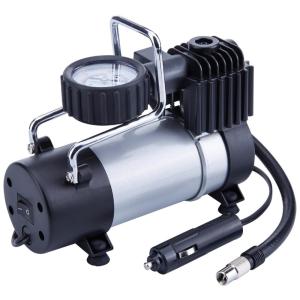 Mini Compressor de Ar Elétrico Automotivo, portátil, 12V, 100 PSI, com 3 adaptadores multifuncionais, TIREWELL TW 1001, Prateado