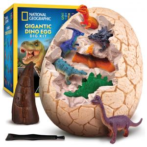 Kit de Escavação Ovo Gigante de Dinossauro – Brinquedo Educativo STEM, Presente Criativo para Crianças, National Geographic
