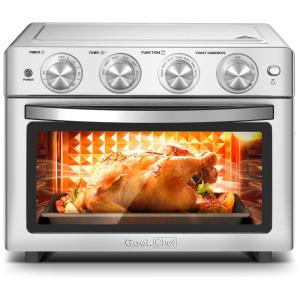 Geek Chef Forno Elétrico de Bancada 13L com 5 Funções e 3 Andares, 1500W, 110V, Prata