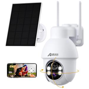 Câmera de Segurança Solar sem Fio 5MP com Visão Noturna 360 2.4g WIFI ANRAN Branca