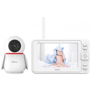 Babá Eletrônica Sekery Video de 1080p com Imagem Nítida, Visão Noturna e 8 Canções Suaves, Branca