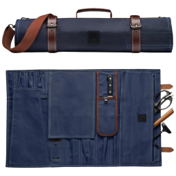 Sunday X Best Store Estojo, Bolsa de Couro para Facas com 10 Slots, Facas não Incluídas, Azul