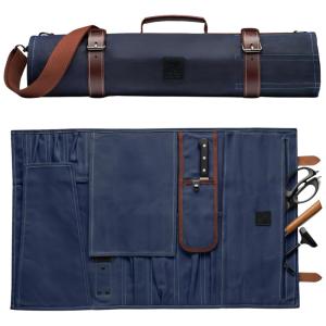 Sunday X Best Store Estojo, Bolsa de Couro para Facas com 10 Slots, Facas não Incluídas, Azul