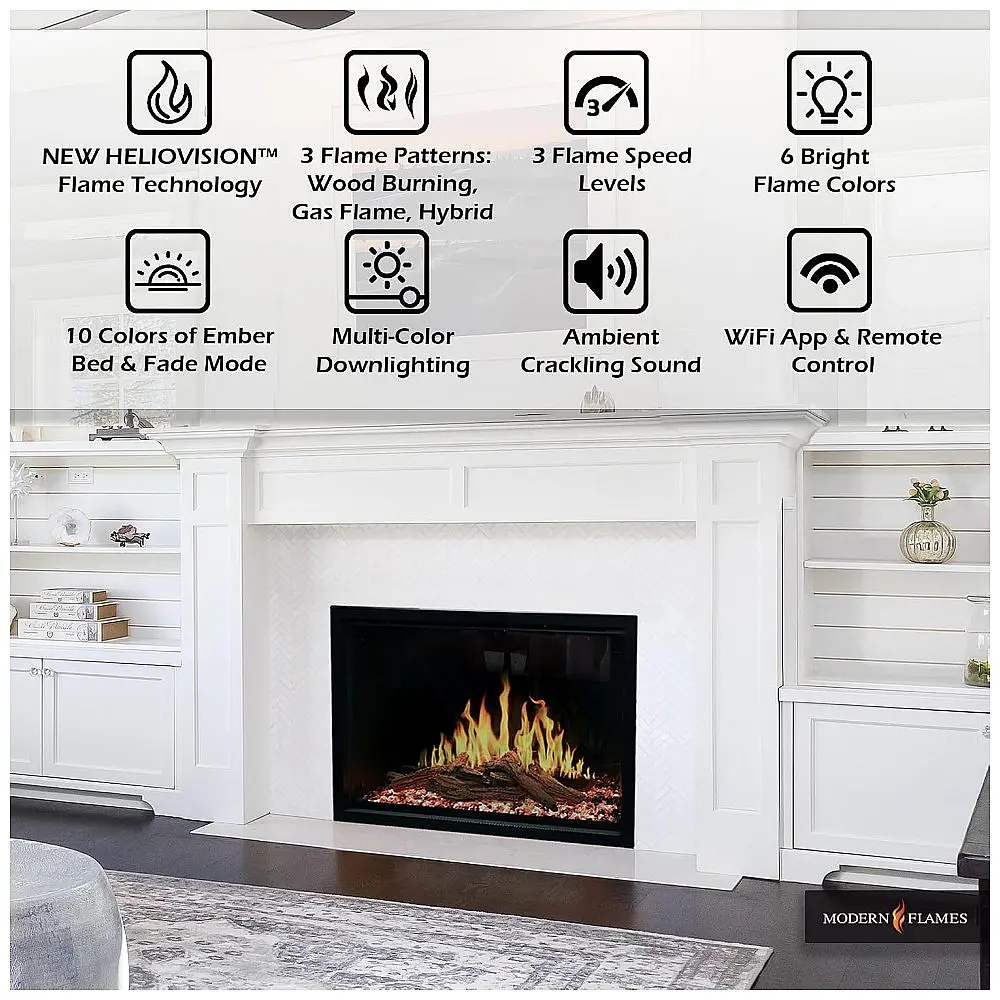 Lareira Elétrica Modern Flames 107x23cm 1500W Heliovision Smart App Embutir 110V — foto 2