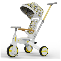 Triciclo Infantil com Cesta, Mochila de Viagem e Bolsa para os Pais para Crianças de 1 a 5 Anos, NewtronX, Branco Emoji