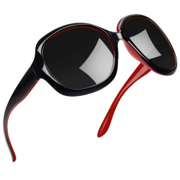 Óculos de Sol Feminino com Proteção UV, Joopin B21, Preto, Vermelho e Cinza