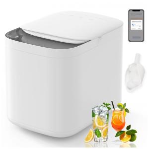 Máquina de Gelo C até 14 kg em 24H Portátil com Controle Remoto via APP, 300W, Branca, 110v, HOMTONE, Branco