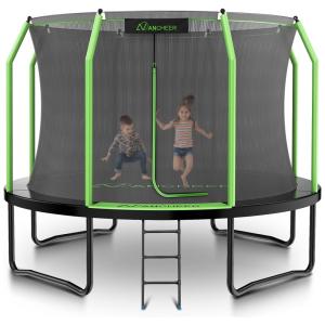 Trampolim ANCHEER 426,72 cm com Rede, Escada, Revestimento Antiferrugem e Aprovação ASTM. Trampolim Recreativo para Crianças e Adultos.