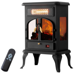 Lareira Elétrica Portátil com Controle Remoto e Chama Realista, 110V 1500W, Seelétrico, Preta