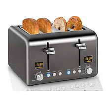 Torradeira Elétrica 4 Fatias, Aço Inoxidável 1800W, 110v, SEEDEEM, Cinza escuro