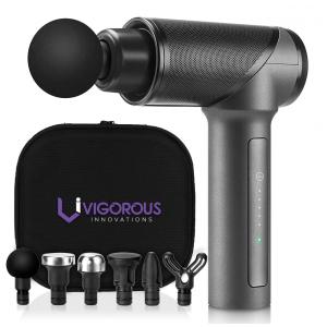VI PRO Massageador Pistola Elétrico Profissional Sem Fio 6 Acessórios, VI VIGOROUS INNOVATIONS, Preto