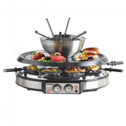 GIVENEU Panela de Fondue Elétrica Profissional Multifuncional com 8 Garfos Aço Inoxidável, 110V, 1500W, Prata