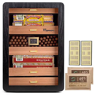 Humidor Marvero Preto Cedro 300