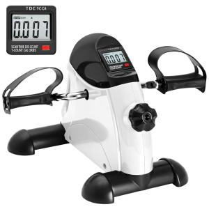 Mini Exercise Bike, AGM Under Desk Bike Pedal Exerciser Foot Cycle Arm Leg Pedal Exerciser with LCD Screen Displays