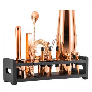 Kit Bn Profissional 24 Peças em Aço Inoxidável com Suporte de Madeira, Cobre, SOING, Dourado