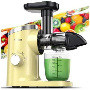 Centrifuga de Frutas com 2 Velocidades, Fácil de Limpar, Inclui Livro de Receitas em Inglês, 110V 150W, Aeitto, Amarela