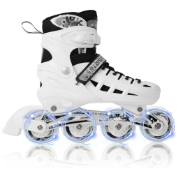 Patins Regulável e Ajustável para Crianças e Adolescentes, Tam BR 33 a 36, Long Feng, Branco