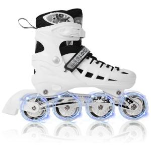 Patins Regulável e Ajustável para Crianças e Adolescentes, Tam BR 33 a 36, Long Feng, Branco