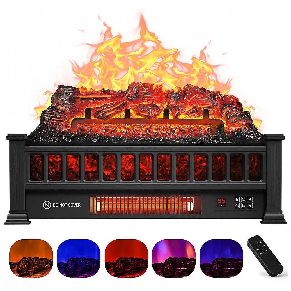 Lareira Elétrica Riseon 51x30x23cm 1500W Chamas LED Troncos Portátil 110V