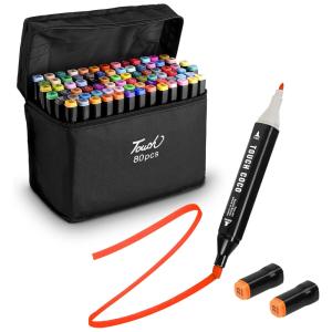 Conjunto de Canetas Artisticas á Base de Álcool 80 Cores com Pontas Duplas para Adultos e Crianças, MOLINGRITAR