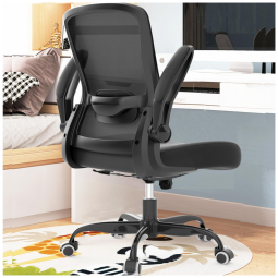 Cadeira de Escritório Ergonômica Giratória com Apoio de Braços e Suporte Lombar Ajustável, MIMOGLAD MM 5188, Preto