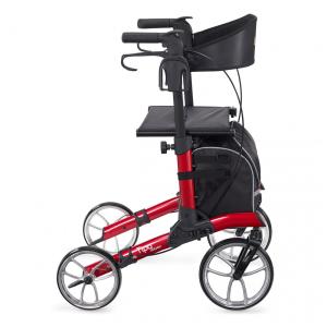 Andador para Idoso Dobrável até 136kg com Assento, Porta Copos e Bengala, Comodita, Vermelho