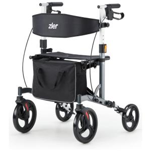 HAndador Adulto Idoso com Apoio de Braço, Assento Acolchoado e Cesto, Suporta até 136 kg, ZLER, Cinza