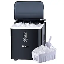 Máquina de Gelo IKICH, Produz 12kg, Dia 9 Cubos, 7min,Preto 110V