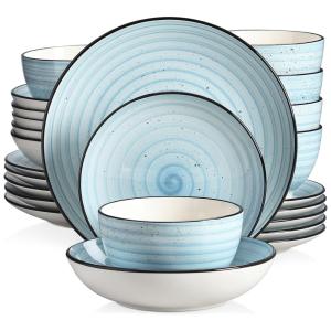Aparelho de Jantar com 24 Peças de Cerâmica Ideal ara 6 Pessoas, vancasso Azul